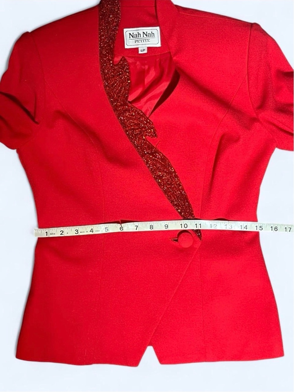 Tomato Red Glitter Trim 2PC Power Suit Size 4P